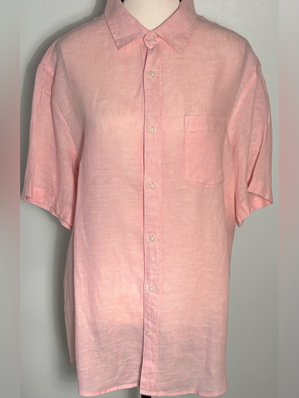 Panama Jack Soft Pink Short-Sleeve Linen Button-Down Shirt